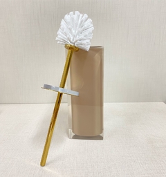 Porta escova sanitária em resina cristal cappuccino com dourado - comprar online