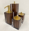 Kit de banheiro 4 peças em resina cristal marrom com dourado fosco