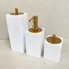 Kit de banheiro 3 peças em resina branco com dourado