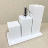 Kit de banheiro 3 peças + bandeja 14x28 em tampa de resina Branco com cromado