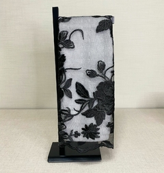 Toalha renda luxo flor 3D preta