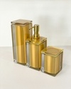 kit de banheiro 3 peças tampa resina cristal dourado com dourado