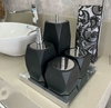 Kit de banheiro 4 peças em resina Valência preto fosco com cromado