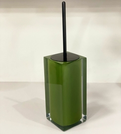 Porta escova Sanitária em resina verde musgo com Preto fosco