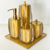 kit de banheiro 4 peças + bandeja 24x24 em resina Valência cristal dourado com dourado