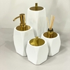 kit de banheiro 4 peças em resina Valência branco com dourado