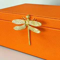 Caixa Decorativa laranja com libélula dourada - comprar online