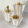 Kit de banheiro 3 Peças em resina Torre Cristal pérola com dourado