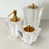 Kit de banheiro 3 Peças em resina Torre Cristal com dourado