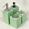 Kit de banheiro 4 peças em resina Verde Celadon com cromado