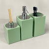 Kit de banheiro 3 peças em resina Verde Celadon com cromado