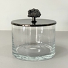 Caixa de vidro G com tampa inox níquel e puxador em pedra pirita