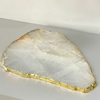 Bandeja quartzo branco com borda dourada 45x33