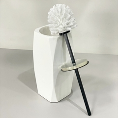 Porta escova sanitária Valência em resina branco com preto fosco - comprar online