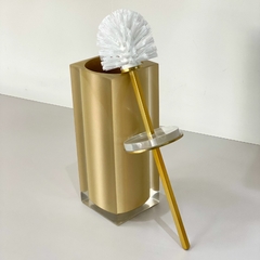 Porta escova Sanitária em resina Cristal new gold com dourado - comprar online