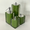 Kit de banheiro 4 peças em resina verde musgo com cromado