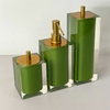 Kit de banheiro 3 peças em resina cristal verde musgo com dourado