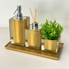 Kit lavabo 3 peças + bandeja 14x28 em resina Cristal Dourado com Cromado - comprar online