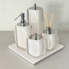 kit de banheiro 4 peças em resina Valência cristal branco com cromado + bandeja