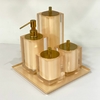 kit de banheiro 4 peças + bandeja 24x24 em resina cristal champagne com dourado - comprar online