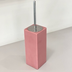 Porta escova sanitária em resina Rosa Coral com cromado