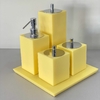 Kit de banheiro 4 peças + bandeja 24x24 em resina Amarelo com cromado