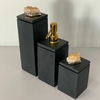 kit de banheiro 3 peças em resina preto com puxador em pedra citrino com dourado