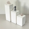 kit de banheiro 3 peças em resina branco com puxador em pedra quartzo com cromado