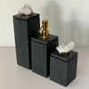 Kit de banheiro 3 peças em resina preto com puxador em pedra quartzo com dourado