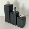 kit de banheiro 3 peças em resina preto com puxador em pedra quartzo com cromado