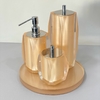 Kit de banheiro 3 peças + bandeja 24,5cm em resina de diâmetro cristal champagne com Cromado