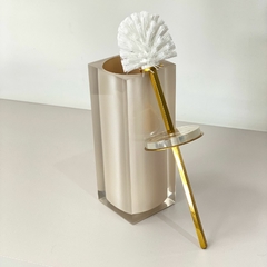 Porta escova Sanitária em resina Cristal marfim com Dourado - comprar online