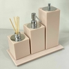 Kit de banheiro 3 peças + bandeja 14x28 em resina rosa claro com cromado