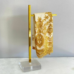 Toalheiro de Bancada Dourado com base em resina Cristal perola