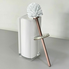 Porta escova Sanitária em resina cristal branco com corten - comprar online