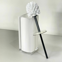 Porta escova Sanitária em resina cristal branco com Preto fosco - comprar online