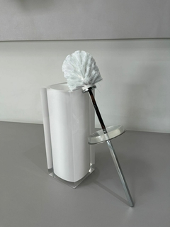 Porta escova sanitária em resina Cristal branco com cromado - comprar online