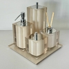 Kit de banheiro 4 peças + bandeja 24x24 em resina cristal marfim com cromado