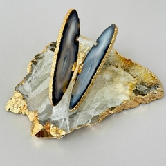 Bandeja de Pedra cristal âmbar com borda dourada - comprar online
