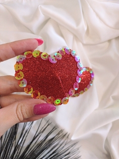 Pasties corazón glitter rojo y lentejuelas tornasoladas - comprar online