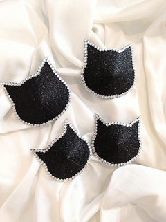 Pasties gatito glitter negro y strass - comprar online