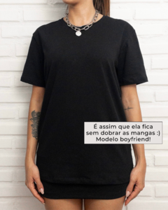 Camiseta Algodão Egípcio Feminina Preta na internet