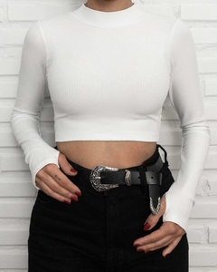 Cropped Manga Longa Branco