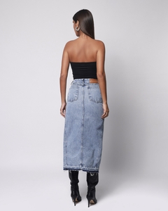 Saia Midi Jeans com Fenda na internet
