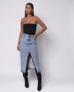 Saia Midi Jeans com Fenda - loja online
