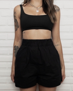 Short de Tricoline Feminino Preto