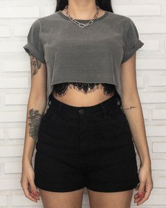 Short Mom Preto Cintura Alta