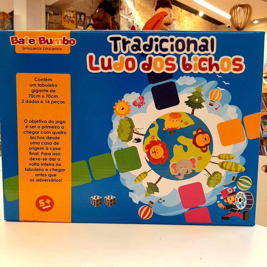 Jogo Tradicional Ludo dos Bichos Gigante - Bate Bumbo