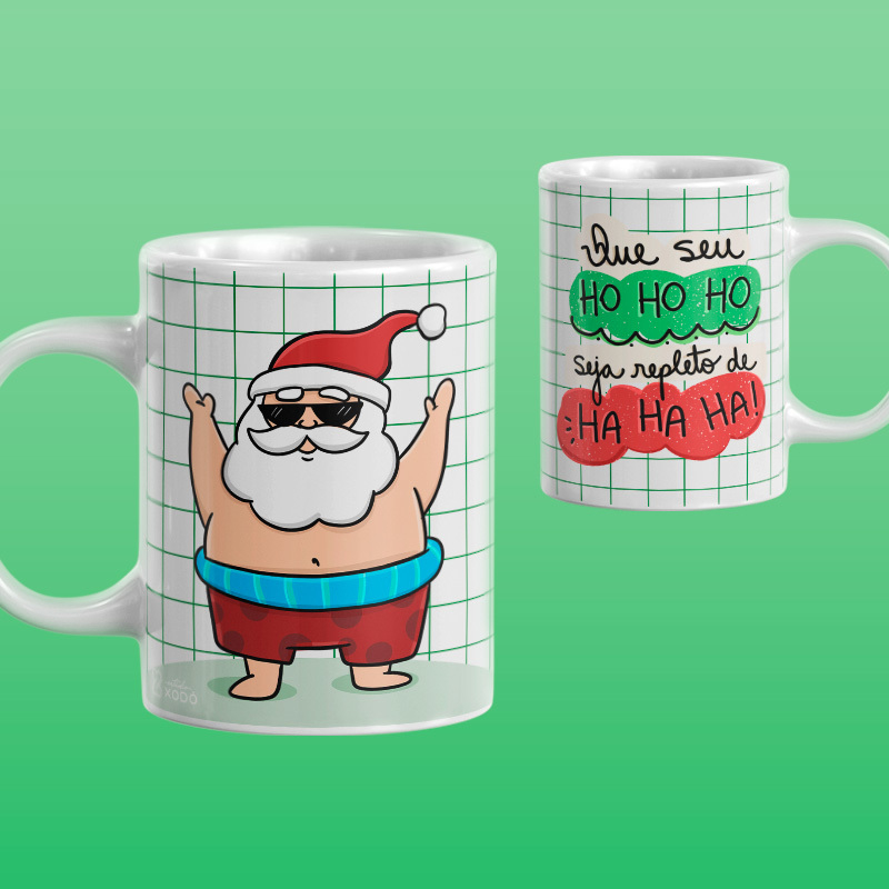 Caneca Feliz Natal Ho-Ho-Ho Repleto De Ha-Ha-Ha Presente - Minha Caneca