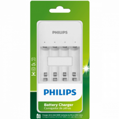 CARREGADOR DE PILHAS AA/AAA VIA MICRO-USB SEM PILHAS PHILIPS